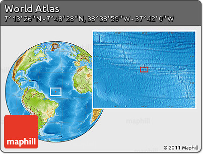 Physical Location Map of the Area around 7° 30' 57" N, 38° 10' 29" W