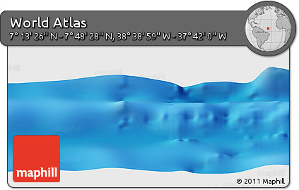 Shaded Relief Panoramic Map of the Area around 7° 30' 57" N, 38° 10' 29" W
