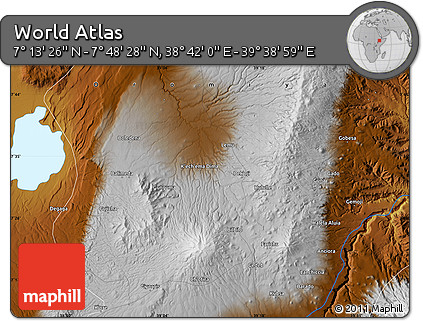 Physical Map of the Area around 7° 30' 57" N, 39° 10' 29" E