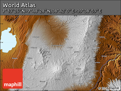 Physical Map of the Area around 7° 30' 57" N, 39° 10' 29" E