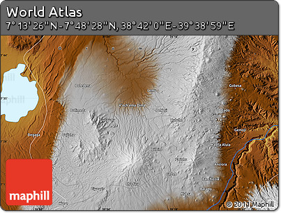 Physical Map of the Area around 7° 30' 57" N, 39° 10' 29" E