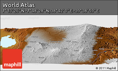 Physical Panoramic Map of the Area around 7° 30' 57" N, 39° 10' 29" E