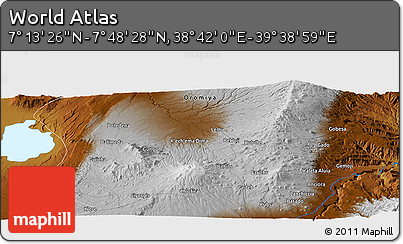 Physical Panoramic Map of the Area around 7° 30' 57" N, 39° 10' 29" E