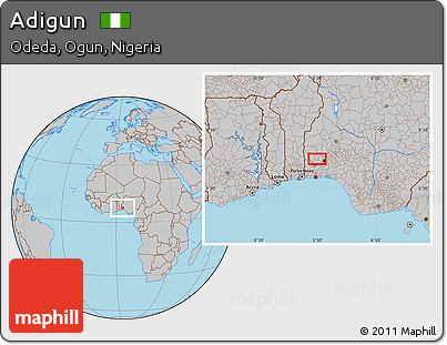 Gray Location Map of Adigun