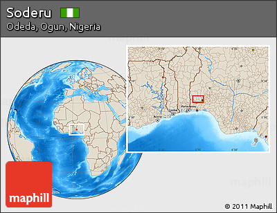 Shaded Relief Location Map of Soderu