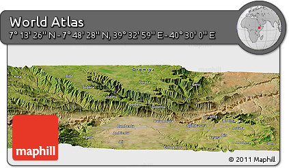 Satellite Panoramic Map of the Area around 7° 30' 57" N, 40° 1' 29" E