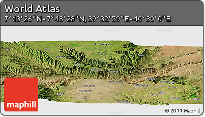 Satellite Panoramic Map of the Area around 7° 30' 57" N, 40° 1' 29" E