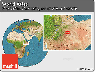 Satellite Location Map of the Area around 7° 30' 57" N, 41° 43' 30" E