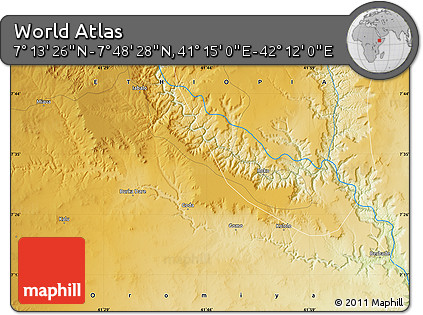 Physical Map of the Area around 7° 30' 57" N, 41° 43' 30" E