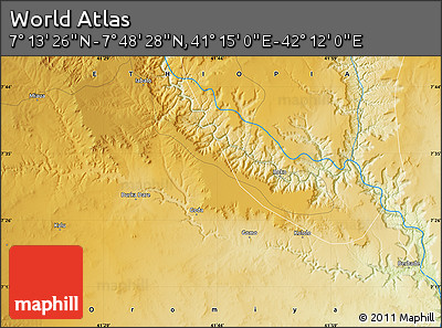 Physical Map of the Area around 7° 30' 57" N, 41° 43' 30" E