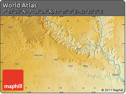 Physical Map of the Area around 7° 30' 57" N, 41° 43' 30" E