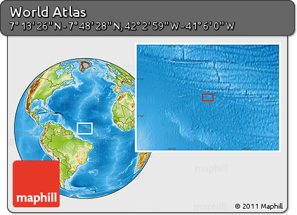Physical Location Map of the Area around 7° 30' 57" N, 41° 34' 30" W