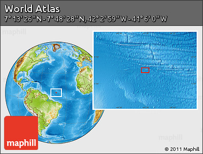 Physical Location Map of the Area around 7° 30' 57" N, 41° 34' 30" W