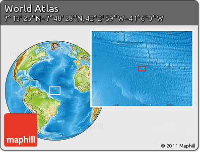 Physical Location Map of the Area around 7° 30' 57" N, 41° 34' 30" W