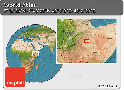 Satellite Location Map of the Area around 7° 30' 57" N, 42° 34' 30" E