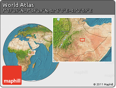 Satellite Location Map of the Area around 7° 30' 57" N, 42° 34' 30" E