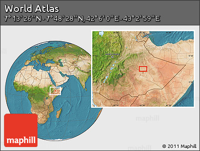 Satellite Location Map of the Area around 7° 30' 57" N, 42° 34' 30" E