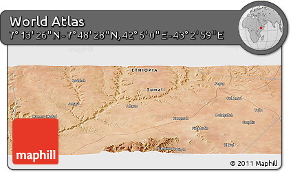 Satellite Panoramic Map of the Area around 7° 30' 57" N, 42° 34' 30" E
