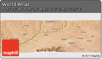 Satellite Panoramic Map of the Area around 7° 30' 57" N, 42° 34' 30" E