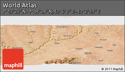 Satellite Panoramic Map of the Area around 7° 30' 57" N, 42° 34' 30" E