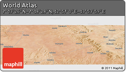 Satellite Panoramic Map of the Area around 7° 30' 57" N, 43° 25' 29" E