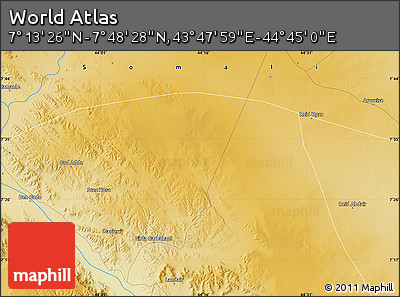 Physical Map of the Area around 7° 30' 57" N, 44° 16' 29" E