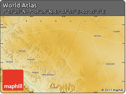 Physical Map of the Area around 7° 30' 57" N, 44° 16' 29" E