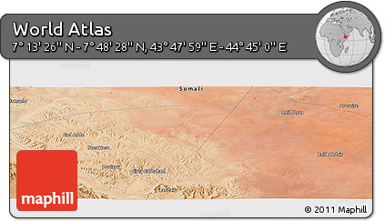 Satellite Panoramic Map of the Area around 7° 30' 57" N, 44° 16' 29" E