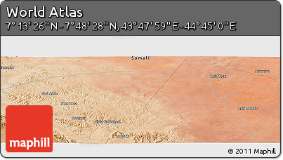 Satellite Panoramic Map of the Area around 7° 30' 57" N, 44° 16' 29" E