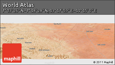 Satellite Panoramic Map of the Area around 7° 30' 57" N, 44° 16' 29" E