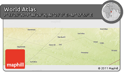 Physical Panoramic Map of the Area around 7° 30' 57" N, 46° 49' 30" E