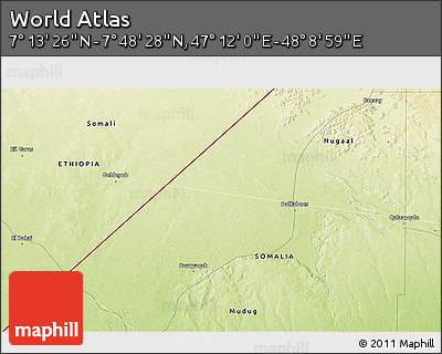 Physical 3D Map of the Area around 7° 30' 57" N, 47° 40' 29" E