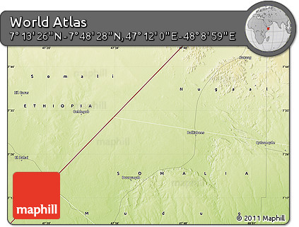 Physical Map of the Area around 7° 30' 57" N, 47° 40' 29" E