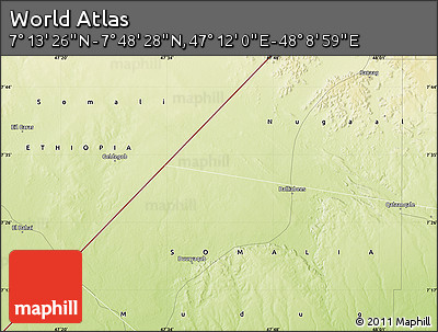 Physical Map of the Area around 7° 30' 57" N, 47° 40' 29" E
