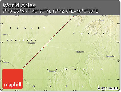 Physical Map of the Area around 7° 30' 57" N, 47° 40' 29" E