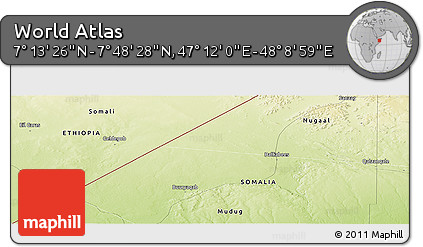Physical Panoramic Map of the Area around 7° 30' 57" N, 47° 40' 29" E