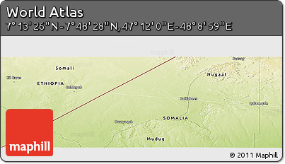 Physical Panoramic Map of the Area around 7° 30' 57" N, 47° 40' 29" E