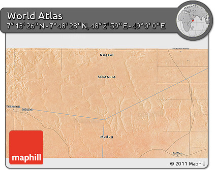 Satellite 3D Map of the Area around 7° 30' 57" N, 48° 31' 29" E