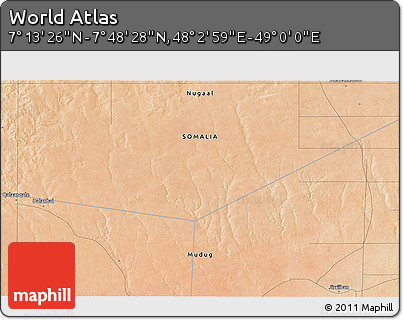 Satellite 3D Map of the Area around 7° 30' 57" N, 48° 31' 29" E