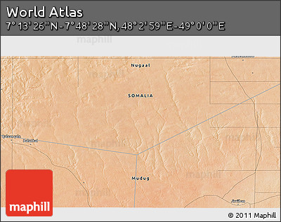 Satellite 3D Map of the Area around 7° 30' 57" N, 48° 31' 29" E