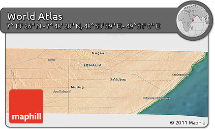 Satellite Panoramic Map of the Area around 7° 30' 57" N, 49° 22' 30" E