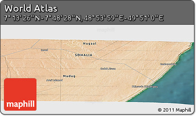 Satellite Panoramic Map of the Area around 7° 30' 57" N, 49° 22' 30" E