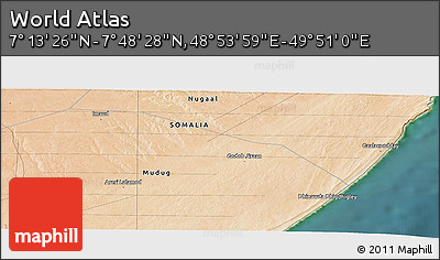 Satellite Panoramic Map of the Area around 7° 30' 57" N, 49° 22' 30" E