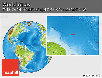 Physical Location Map of the Area around 7° 30' 57" N, 49° 13' 30" W