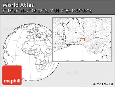 Blank Location Map of the Area around 7° 30' 57" N, 4° 19' 30" E
