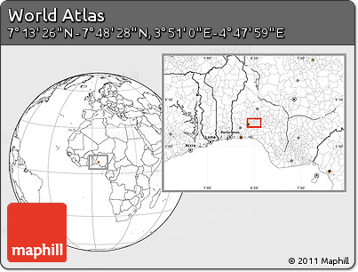 Blank Location Map of the Area around 7° 30' 57" N, 4° 19' 30" E