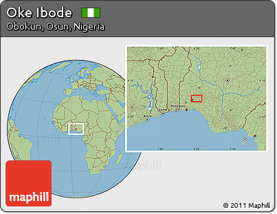 Savanna Style Location Map of Oke Ibode