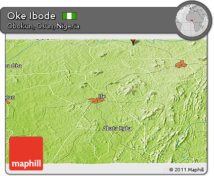 Physical Panoramic Map of Oke Ibode