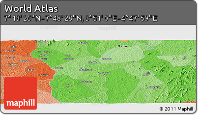 Political Panoramic Map of the Area around 7° 30' 57" N, 4° 19' 30" E