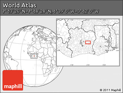 Blank Location Map of the Area around 7° 30' 57" N, 4° 10' 30" W